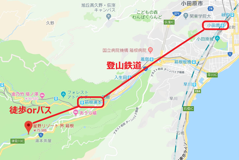 界箱根のアクセスマップ